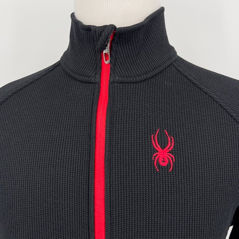 Spyder Men's Pullover 1/4 Zip Sweater M Medium Black With Red Details